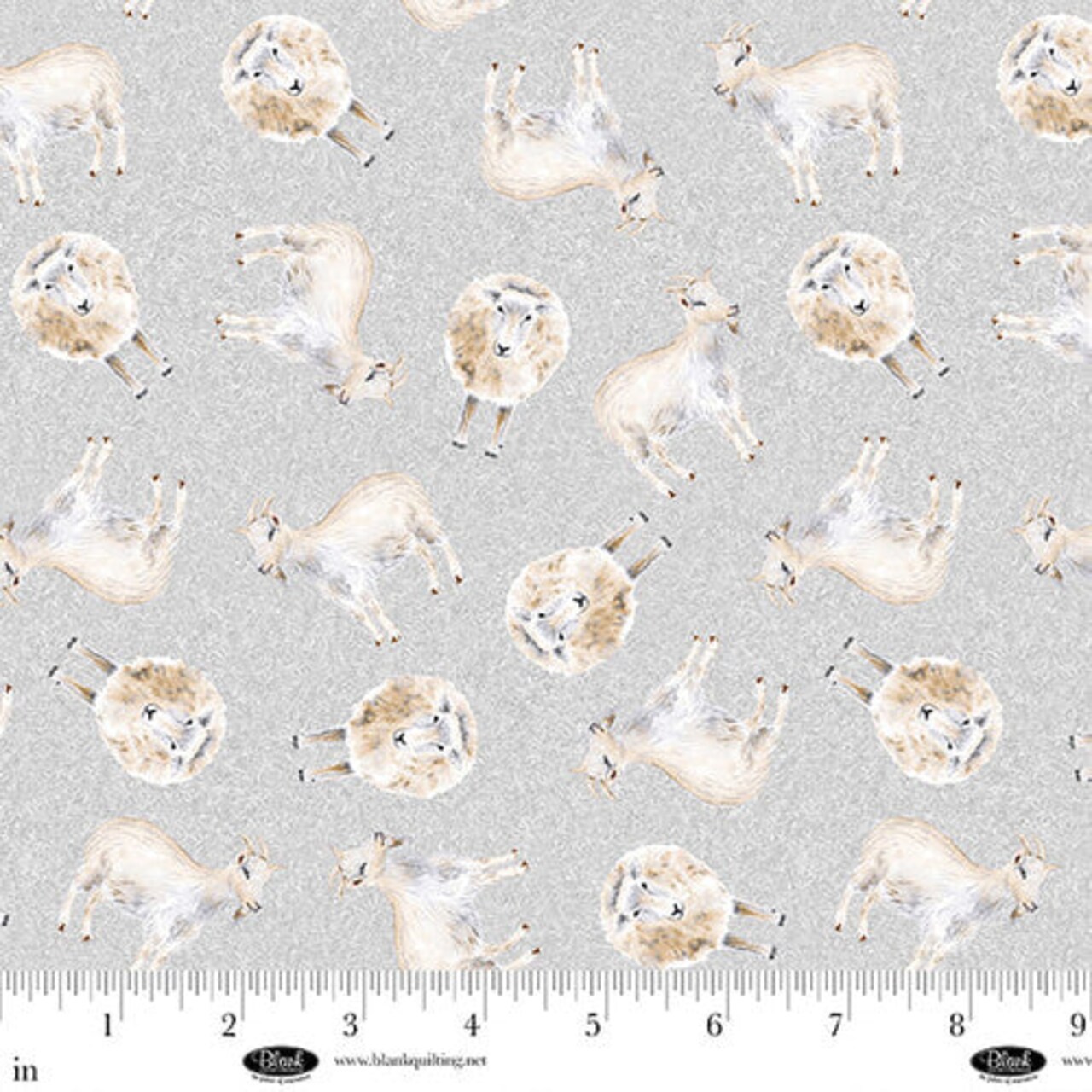 Fabric Blank Quilting Light Gray Sheep Little Seedlings Farm by the Quarter Yard 4383-90